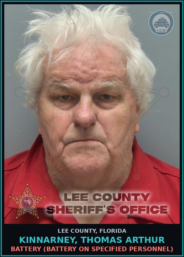 Booking mugshot of KINNARNEY, THOMAS ARTHUR in Lee County
