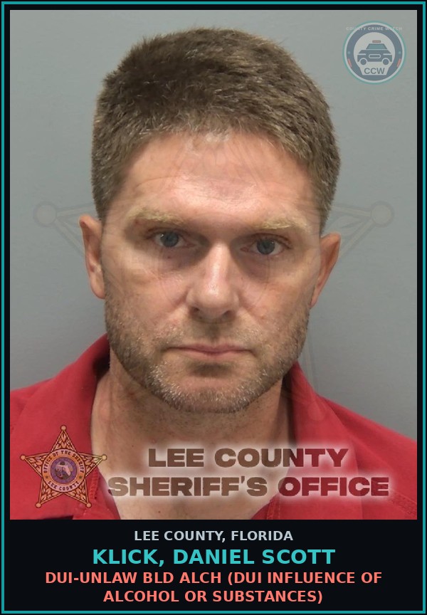 Booking mugshot of KLICK, DANIEL SCOTT in Lee County