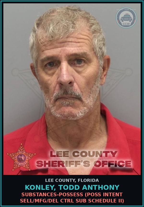 Booking mugshot of KONLEY, TODD ANTHONY in Lee County