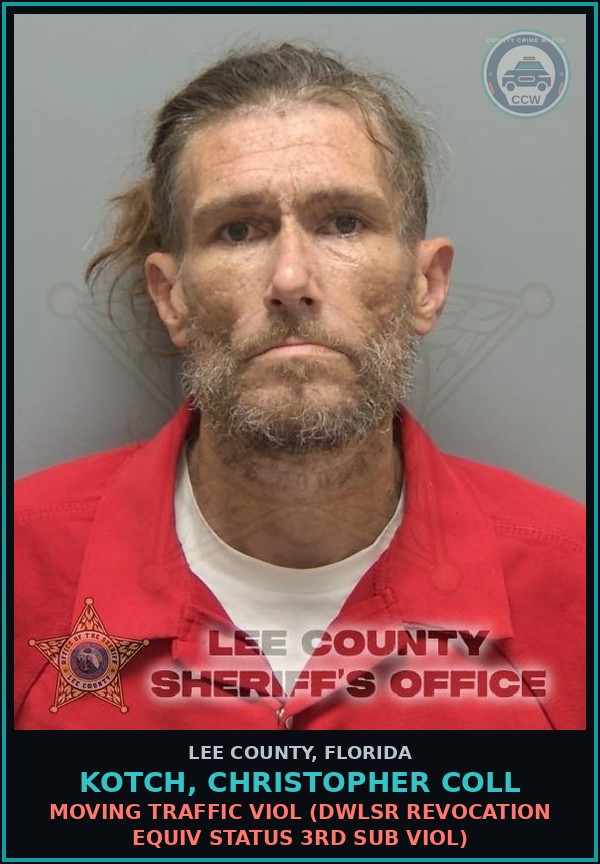 Booking mugshot of KOTCH, CHRISTOPHER COLL in Lee County