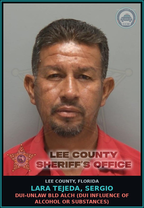 Booking mugshot of LARA TEJEDA, SERGIO in Lee County