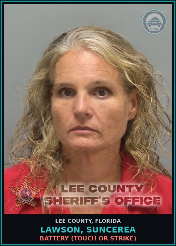 Booking mugshot of LAWSON, SUNCEREA in Lee County