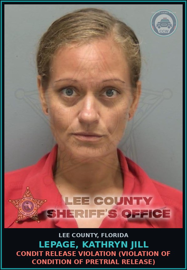 Booking mugshot of LEPAGE, KATHRYN JILL in Lee County