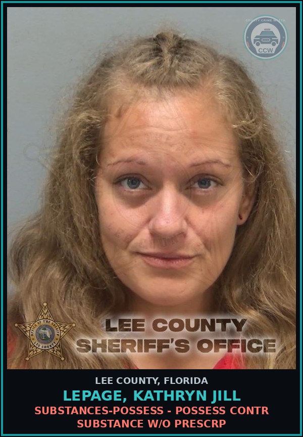 Booking mugshot of LEPAGE, KATHRYN JILL in Lee County
