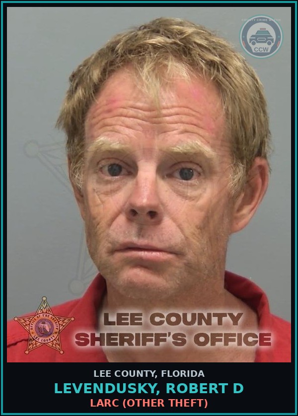 Booking mugshot of LEVENDUSKY, ROBERT D in Lee County