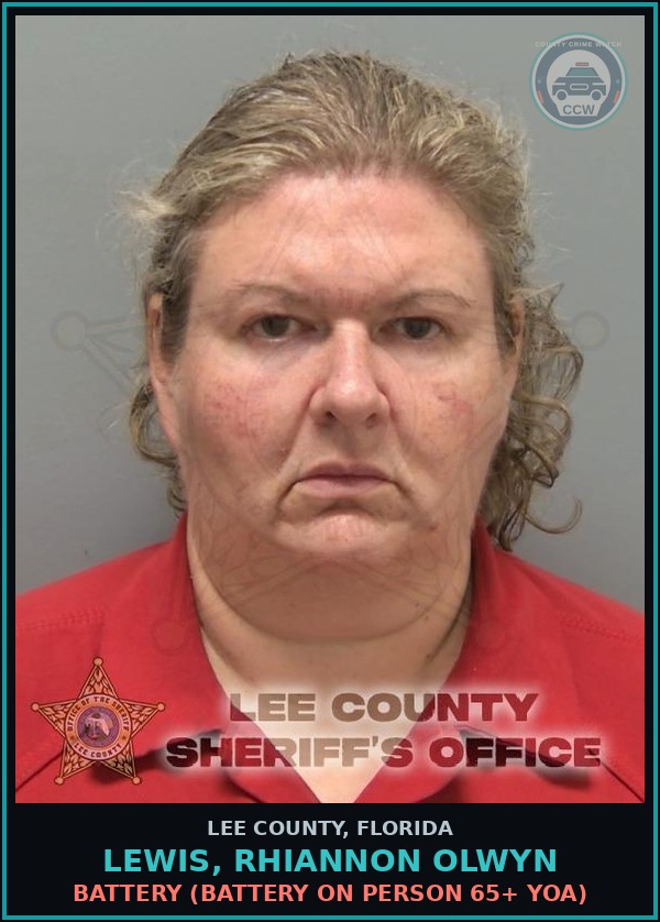 Booking mugshot of LEWIS, RHIANNON OLWYN in Lee County