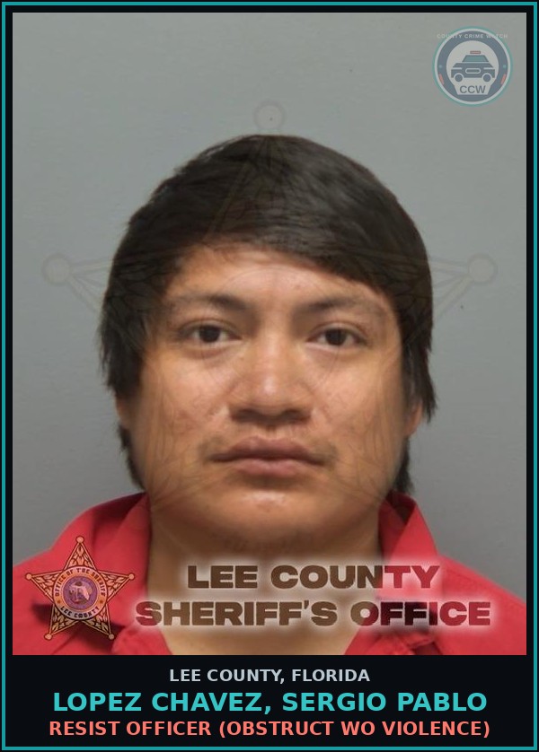 Booking mugshot of LOPEZ CHAVEZ, SERGIO PABLO in Lee County