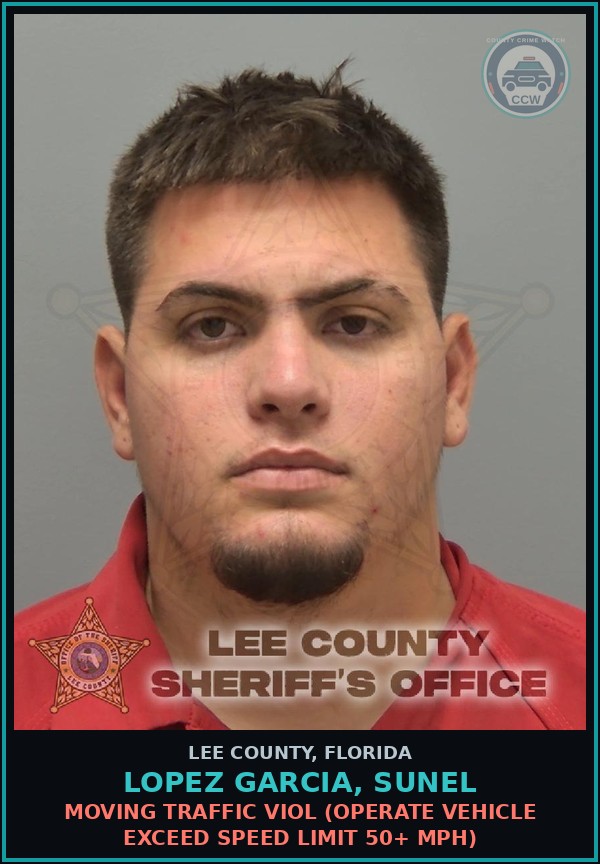 Booking mugshot of LOPEZ GARCIA, SUNEL in Lee County