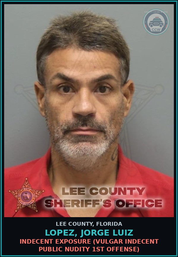 Booking mugshot of LOPEZ, JORGE LUIZ in Lee County