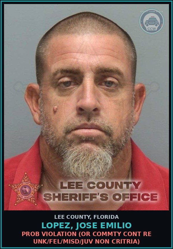 Booking mugshot of LOPEZ, JOSE EMILIO in Lee County