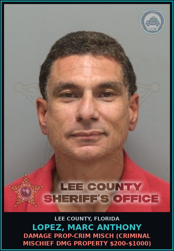 Booking mugshot of LOPEZ, MARC ANTHONY in Lee County