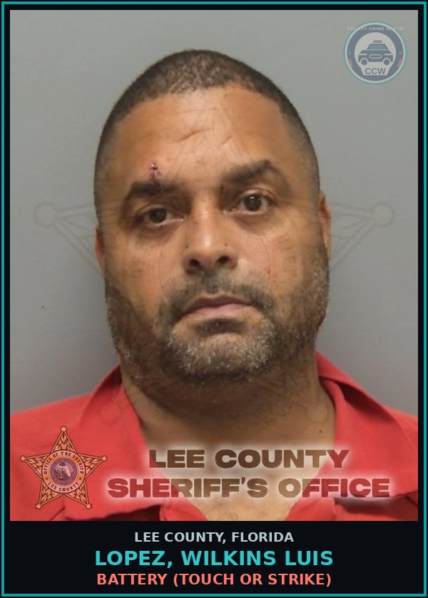 Booking mugshot of LOPEZ, WILKINS LUIS in Lee County