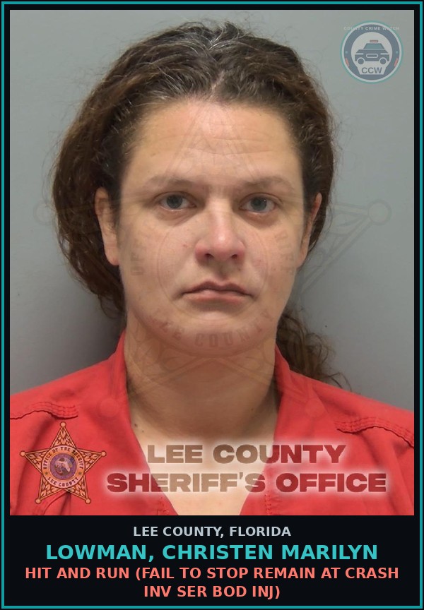 Booking mugshot of LOWMAN, CHRISTEN MARILYN in Lee County