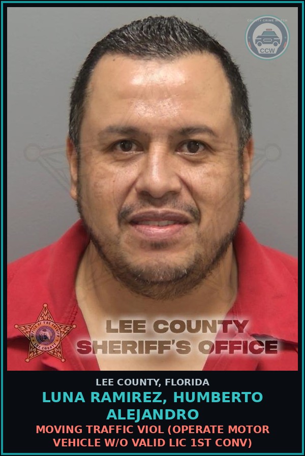 Booking mugshot of LUNA RAMIREZ, HUMBERTO ALEJANDRO in Lee County