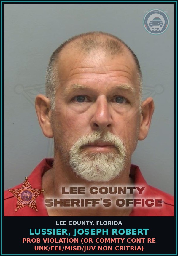 Booking mugshot of LUSSIER, JOSEPH ROBERT in Lee County