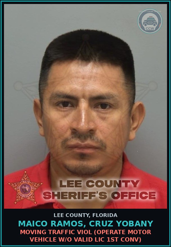 Booking mugshot of MAICO RAMOS, CRUZ YOBANY in Lee County