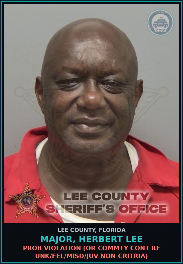 Booking mugshot of MAJOR, HERBERT LEE in Lee County