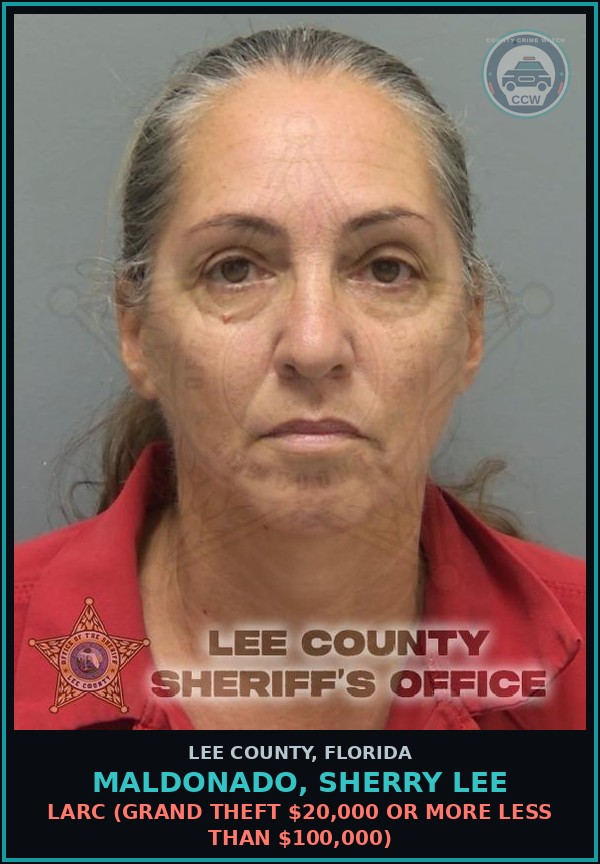 Booking mugshot of MALDONADO, SHERRY LEE in Lee County