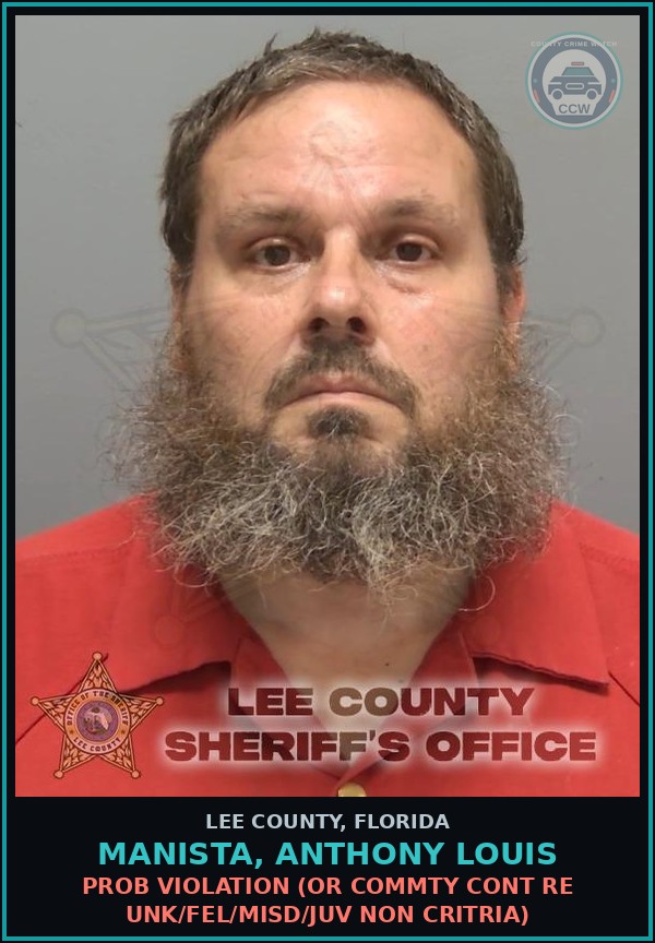 Booking mugshot of MANISTA, ANTHONY LOUIS in Lee County