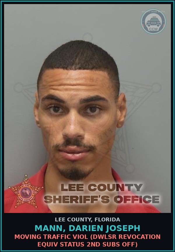 Booking mugshot of MANN, DARIEN JOSEPH in Lee County
