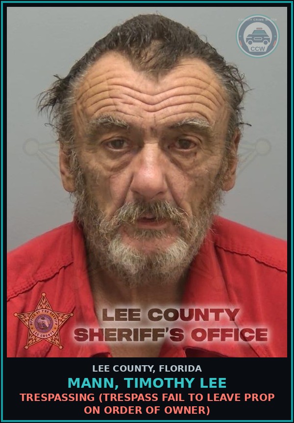 Booking mugshot of MANN, TIMOTHY LEE in Lee County