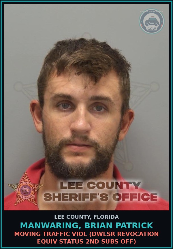 Booking mugshot of MANWARING, BRIAN PATRICK in Lee County