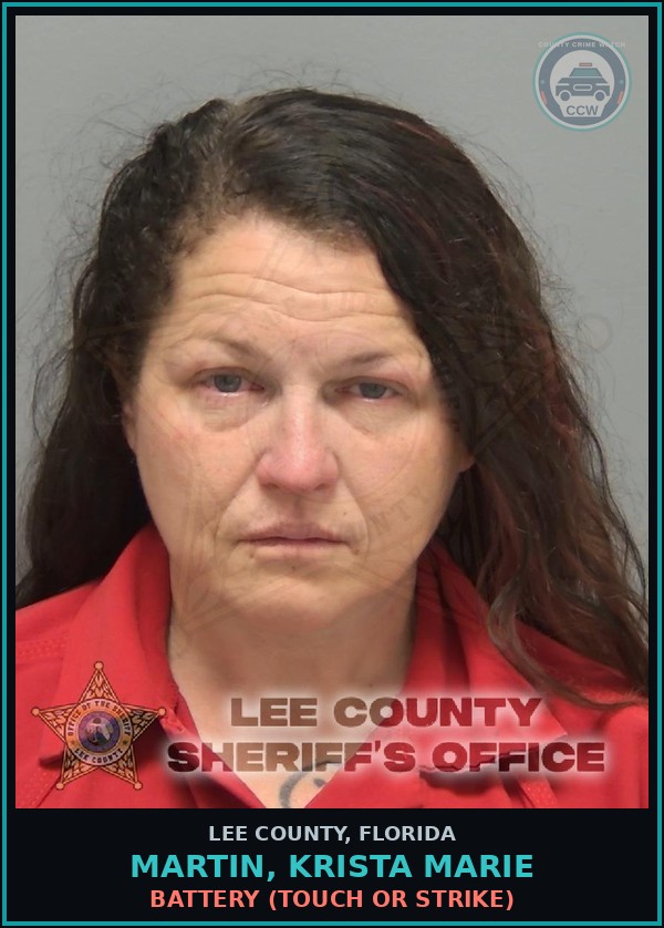 Booking mugshot of MARTIN, KRISTA MARIE in Lee County