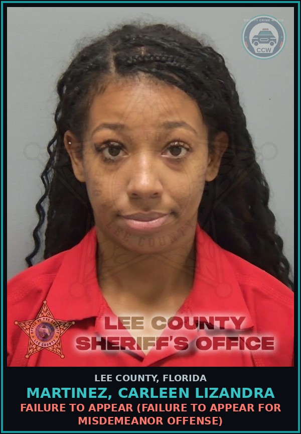 Booking mugshot of MARTINEZ, CARLEEN LIZANDRA in Lee County