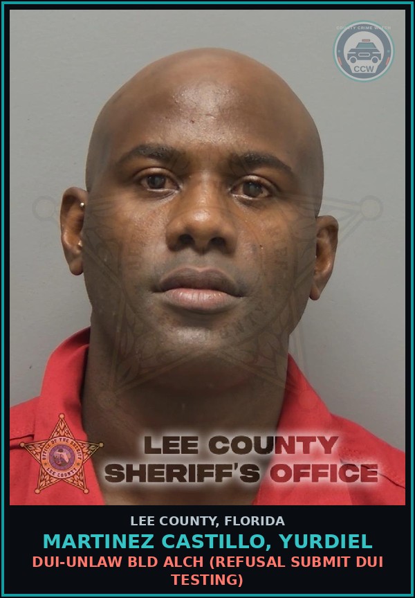 Booking mugshot of MARTINEZ CASTILLO, YURDIEL in Lee County