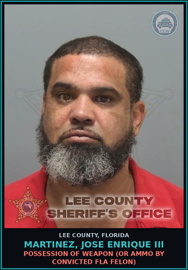 Booking mugshot of MARTINEZ, JOSE ENRIQUE III in Lee County