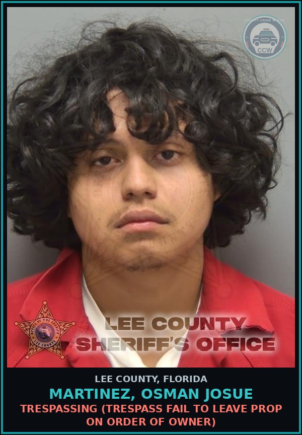 Booking mugshot of MARTINEZ, OSMAN JOSUE in Lee County