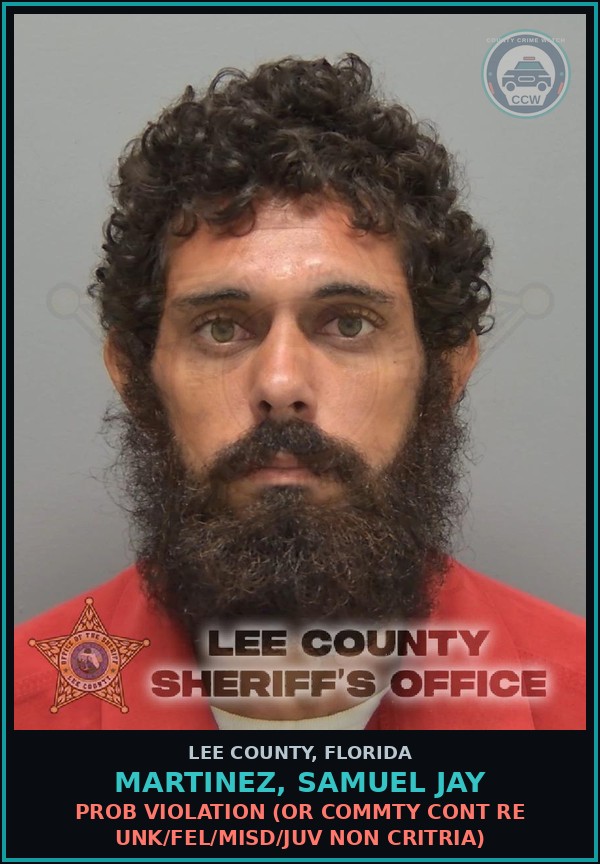 Booking mugshot of MARTINEZ, SAMUEL JAY in Lee County
