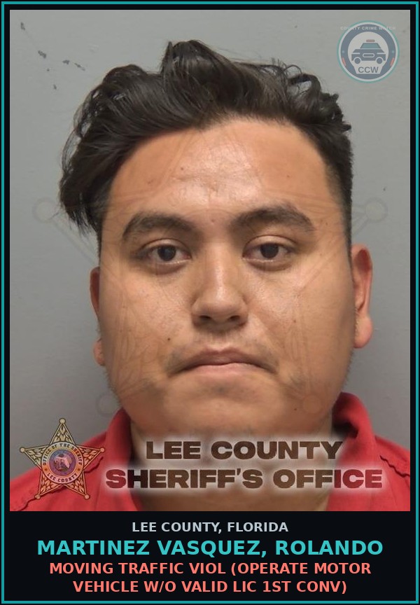 Booking mugshot of MARTINEZ VASQUEZ, ROLANDO in Lee County