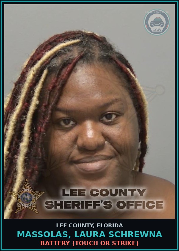 Booking mugshot of MASSOLAS, LAURA SCHREWNA in Lee County