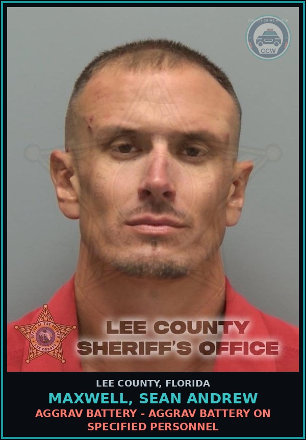 Booking mugshot of MAXWELL, SEAN ANDREW in Lee County