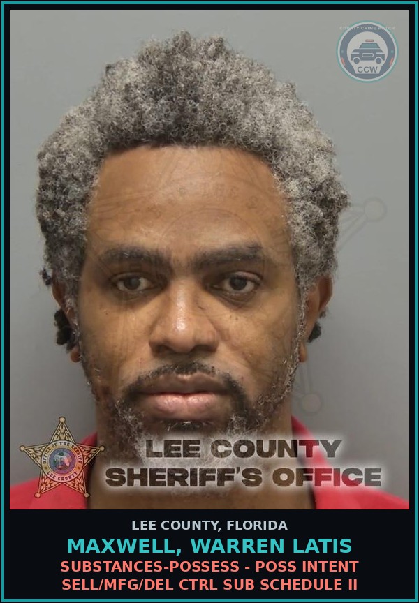 Booking mugshot of MAXWELL, WARREN LATIS in Lee County