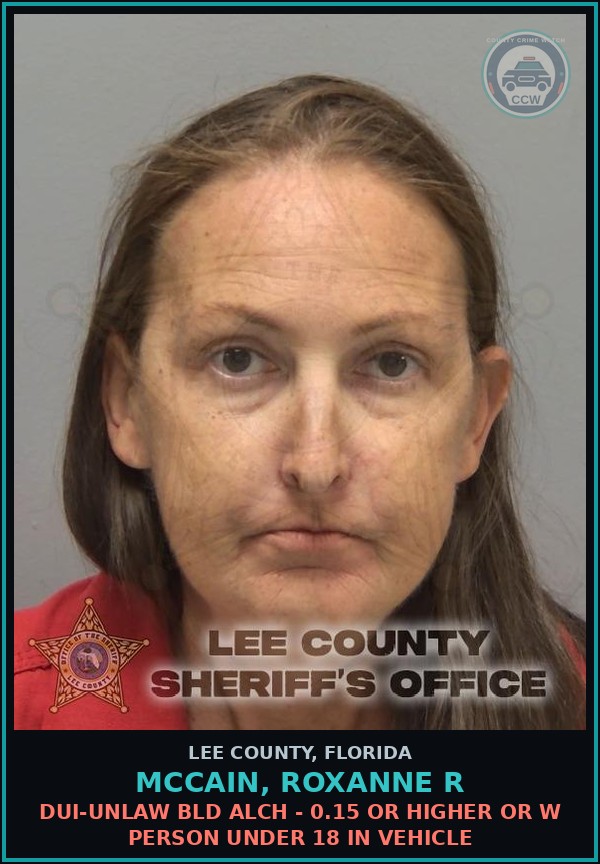 Booking mugshot of MCCAIN, ROXANNE R in Lee County