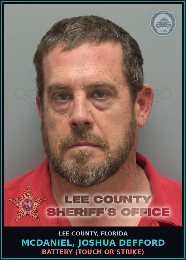 Booking mugshot of MCDANIEL, JOSHUA DEFFORD in Lee County
