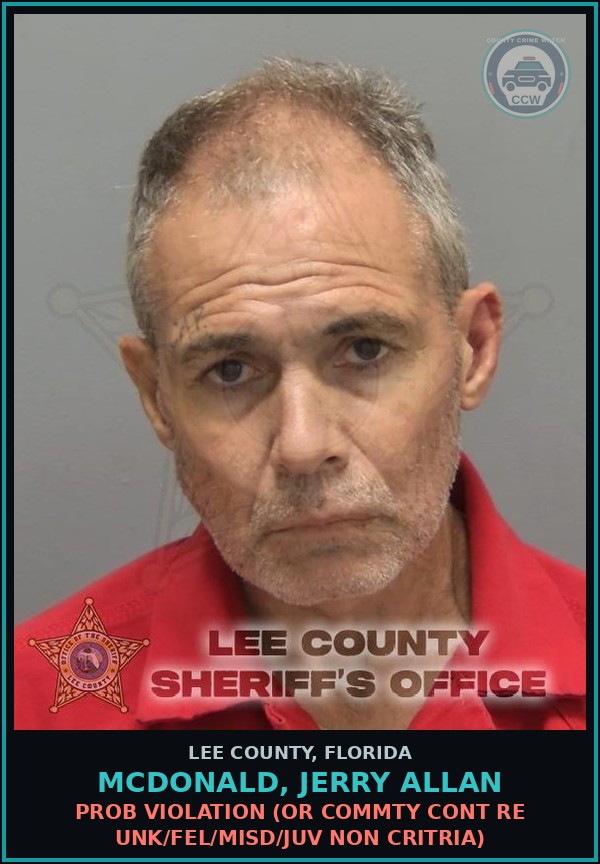 Booking mugshot of MCDONALD, JERRY ALLAN in Lee County