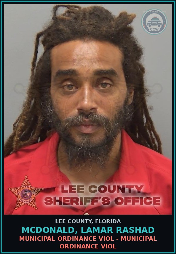 Booking mugshot of MCDONALD, LAMAR RASHAD in Lee County