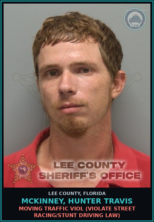 Booking mugshot of MCKINNEY, HUNTER TRAVIS in Lee County