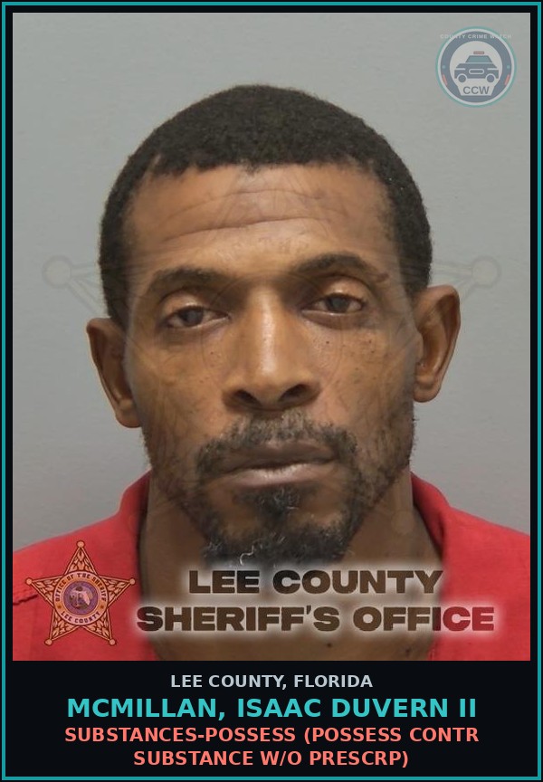 Booking mugshot of MCMILLAN, ISAAC DUVERN II in Lee County