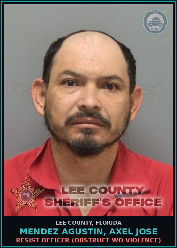 Booking mugshot of MENDEZ AGUSTIN, AXEL JOSE in Lee County