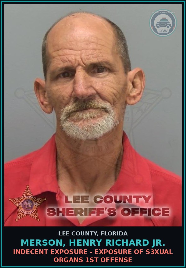 Booking mugshot of MERSON, HENRY RICHARD JR. in Lee County