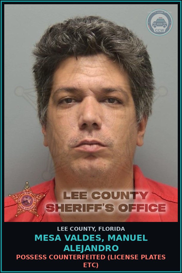 Booking mugshot of MESA VALDES, MANUEL ALEJANDRO in Lee County