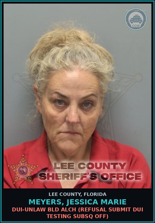 Booking mugshot of MEYERS, JESSICA MARIE in Lee County