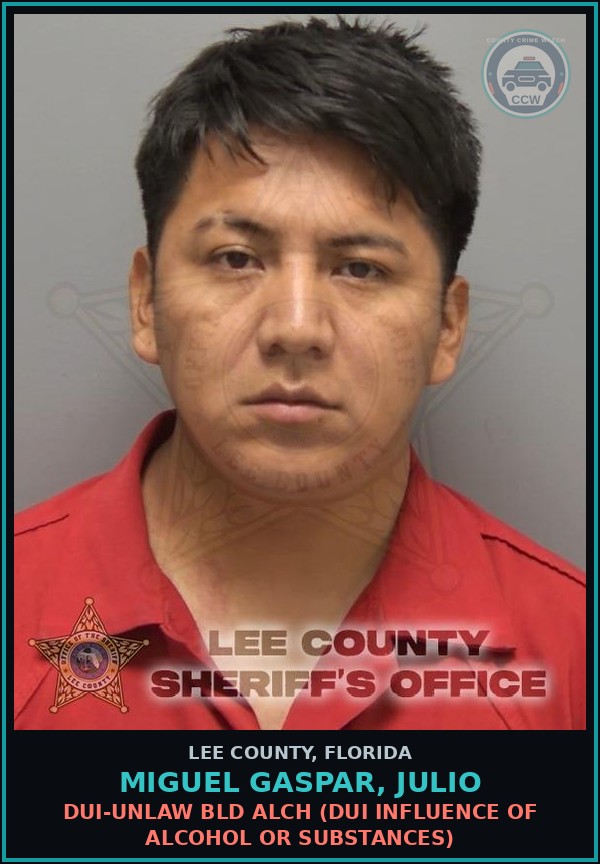 Booking mugshot of MIGUEL GASPAR, JULIO in Lee County