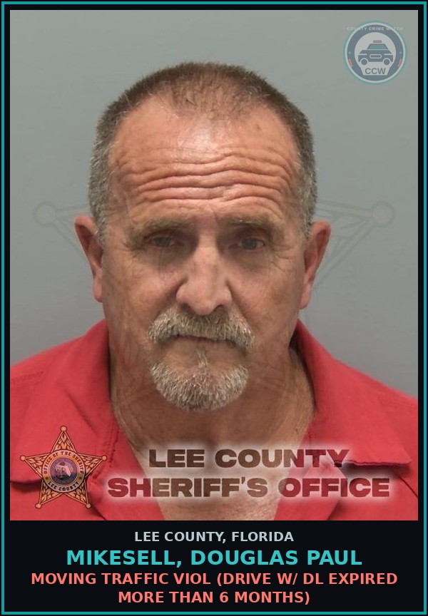 Booking mugshot of MIKESELL, DOUGLAS PAUL in Lee County