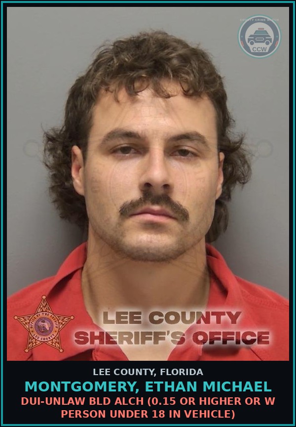 Booking mugshot of MONTGOMERY, ETHAN MICHAEL in Lee County