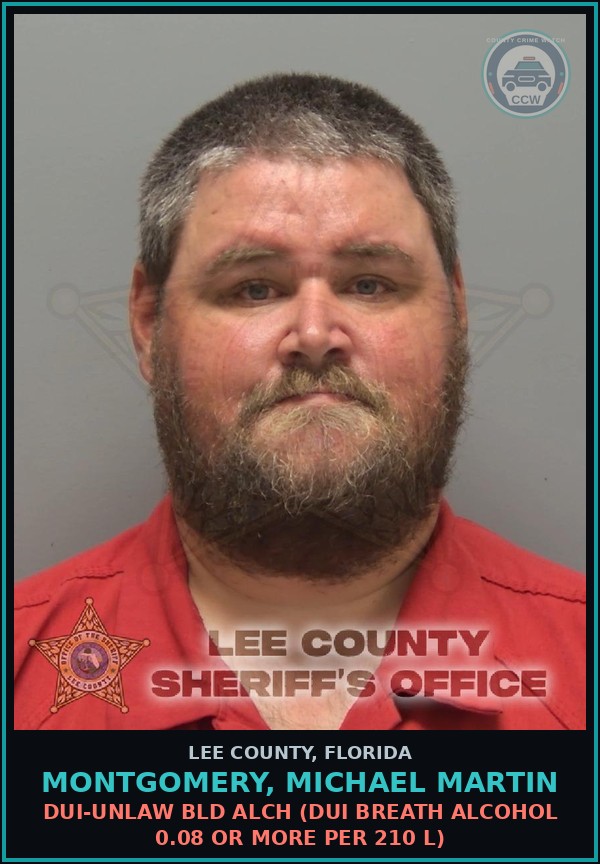 Booking mugshot of MONTGOMERY, MICHAEL MARTIN in Lee County